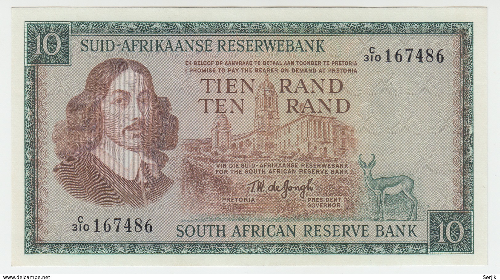 South Africa 10 Rand 1975 UNC+ Pick 114c  114 C - South Africa