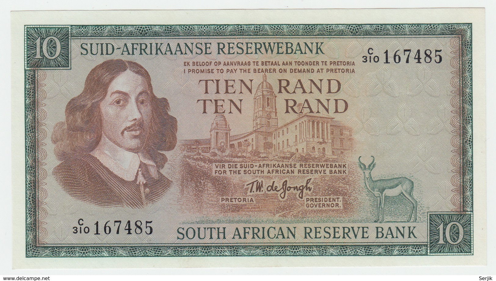 South Africa 10 Rand 1975 UNC Pick 114c  114 C - South Africa