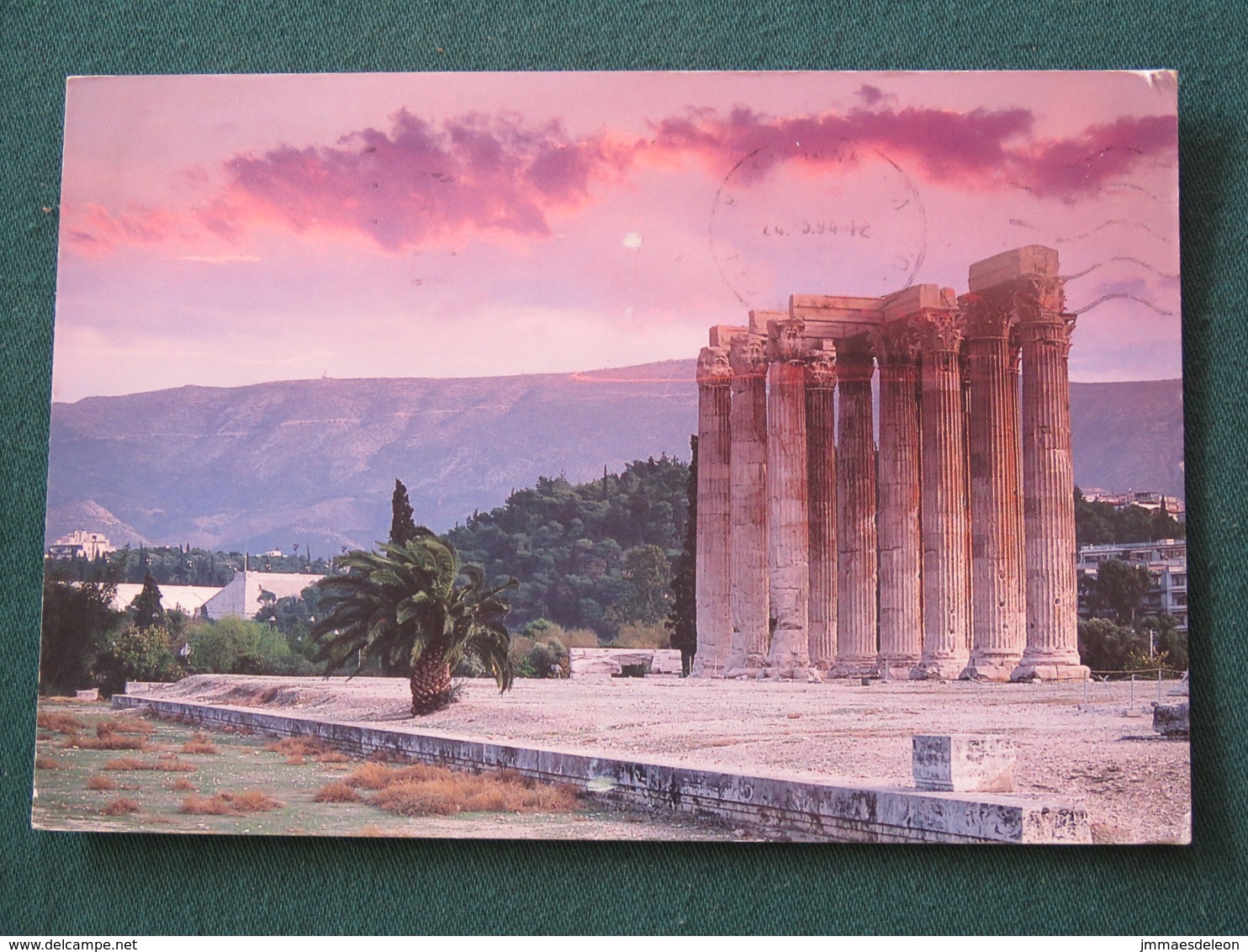 Greece 1993 Postcard " Athens - Temple Of Jupiter " To Scotland - National Library Of Greece - Greece