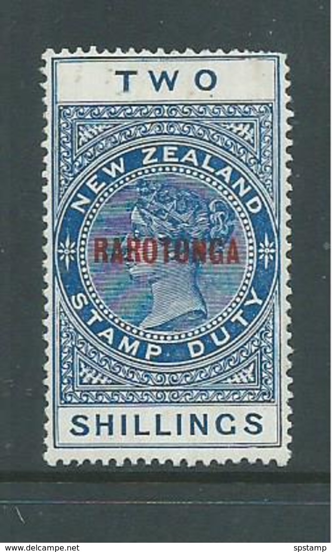 Cook Islands 1921 Overprints On NZ 2/6 Blue QV Postal Fiscal MLH , Short Perfs - Cookeilanden