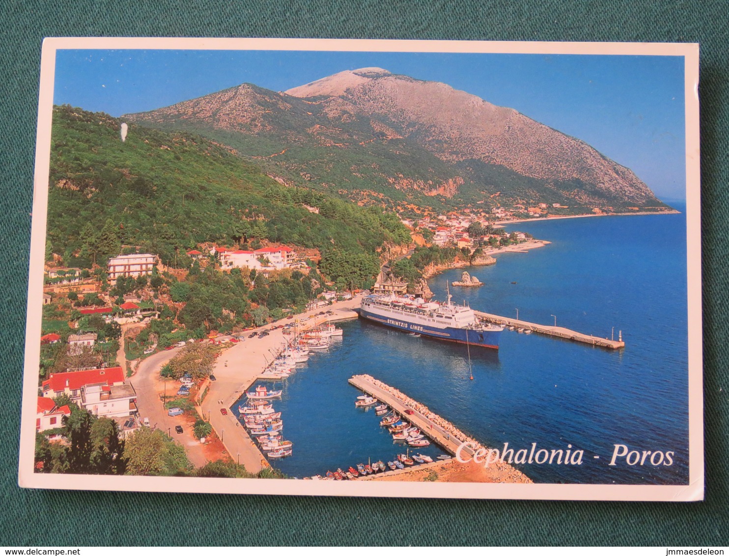 Greece 1996 Postcard " Cephalonia - Poros - Ship " To England - Olympic Games Weight Lifting - Greece