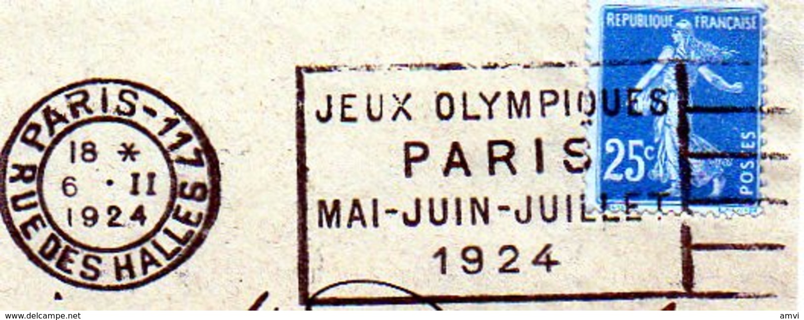 B01 - LOT De 6 FRAGMENTS Avec OBLITERATION MECANIQUE JEUX OLYMPIQUES 1924 - Andere & Zonder Classificatie