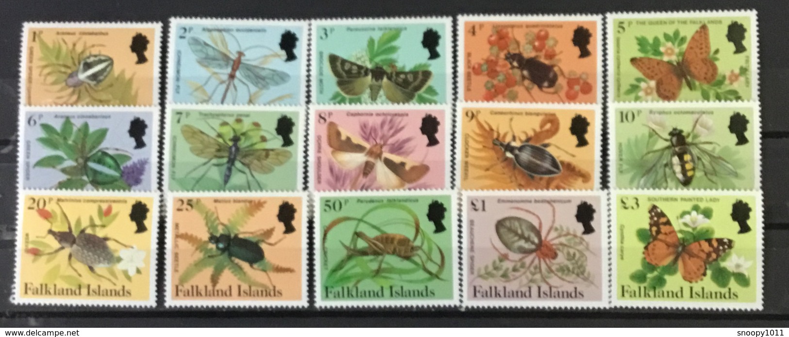 FALKLAND ISLANDS # 387-401.  Complete Set Of 15.  Insects, Butterflies. MNH (**) - Falkland Islands