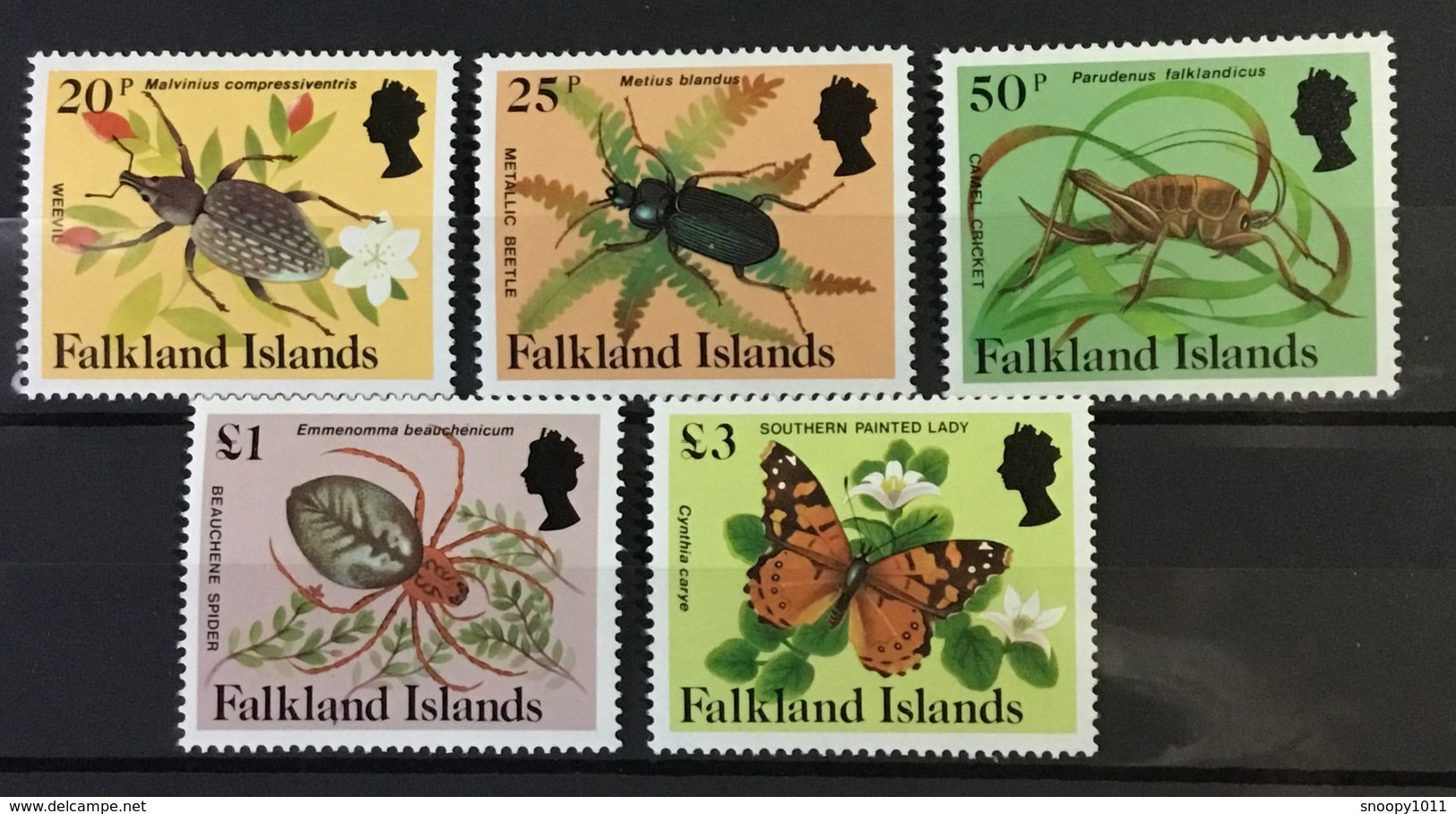 FALKLAND ISLANDS # 387-401.  Complete Set Of 15.  Insects, Butterflies. MNH (**) - Falkland Islands