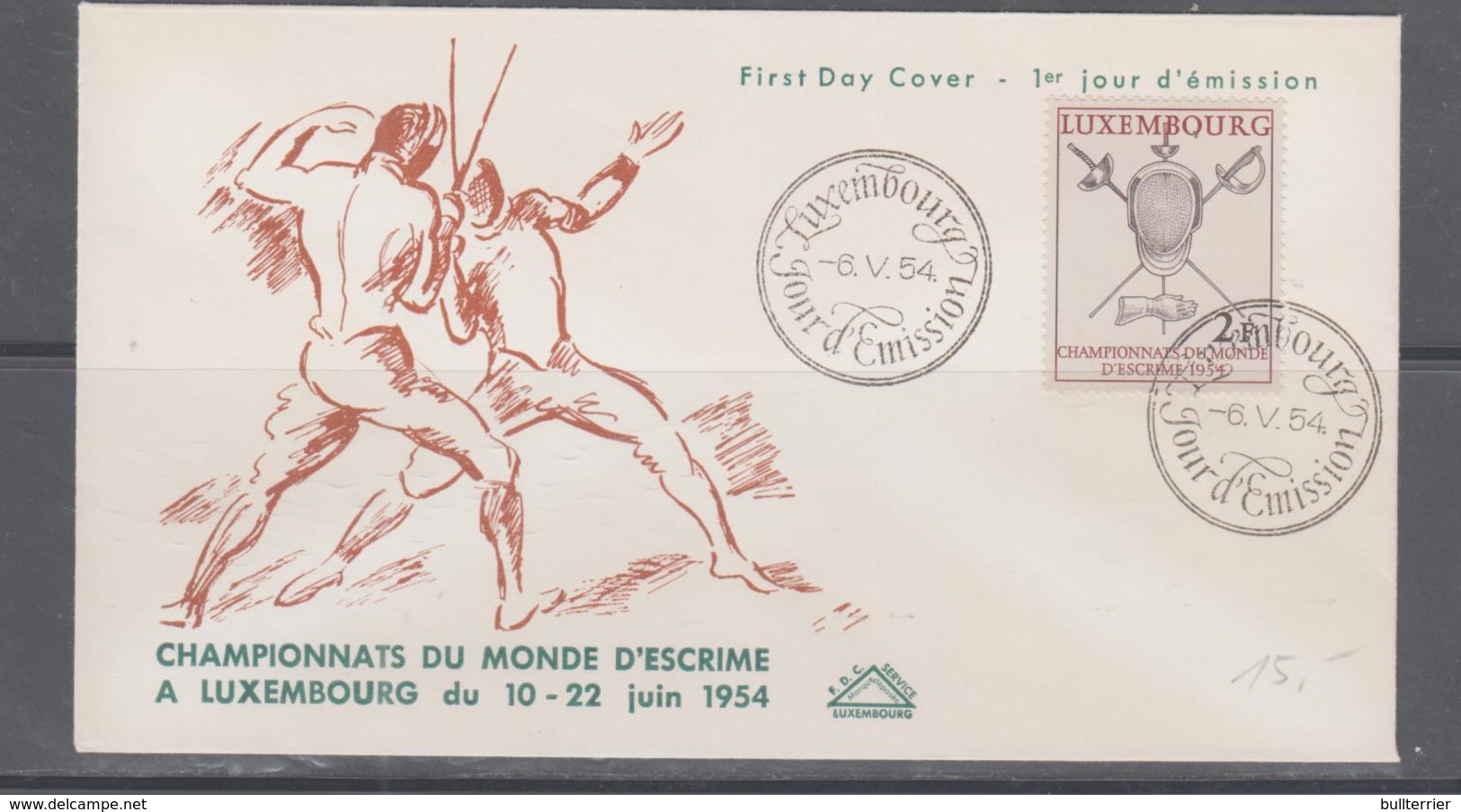 FENCING - LUXEMBOURG - 1954 - FENCING  CHAMPIONSHIPS ON ILLUSTRATED FIRST DAY COVER - Escrime