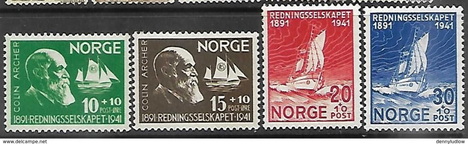 Norway   1941   Sc#B20-3  Lifeboat Charities Set   MH    2016 Scott Value $8.50 - Ungebraucht