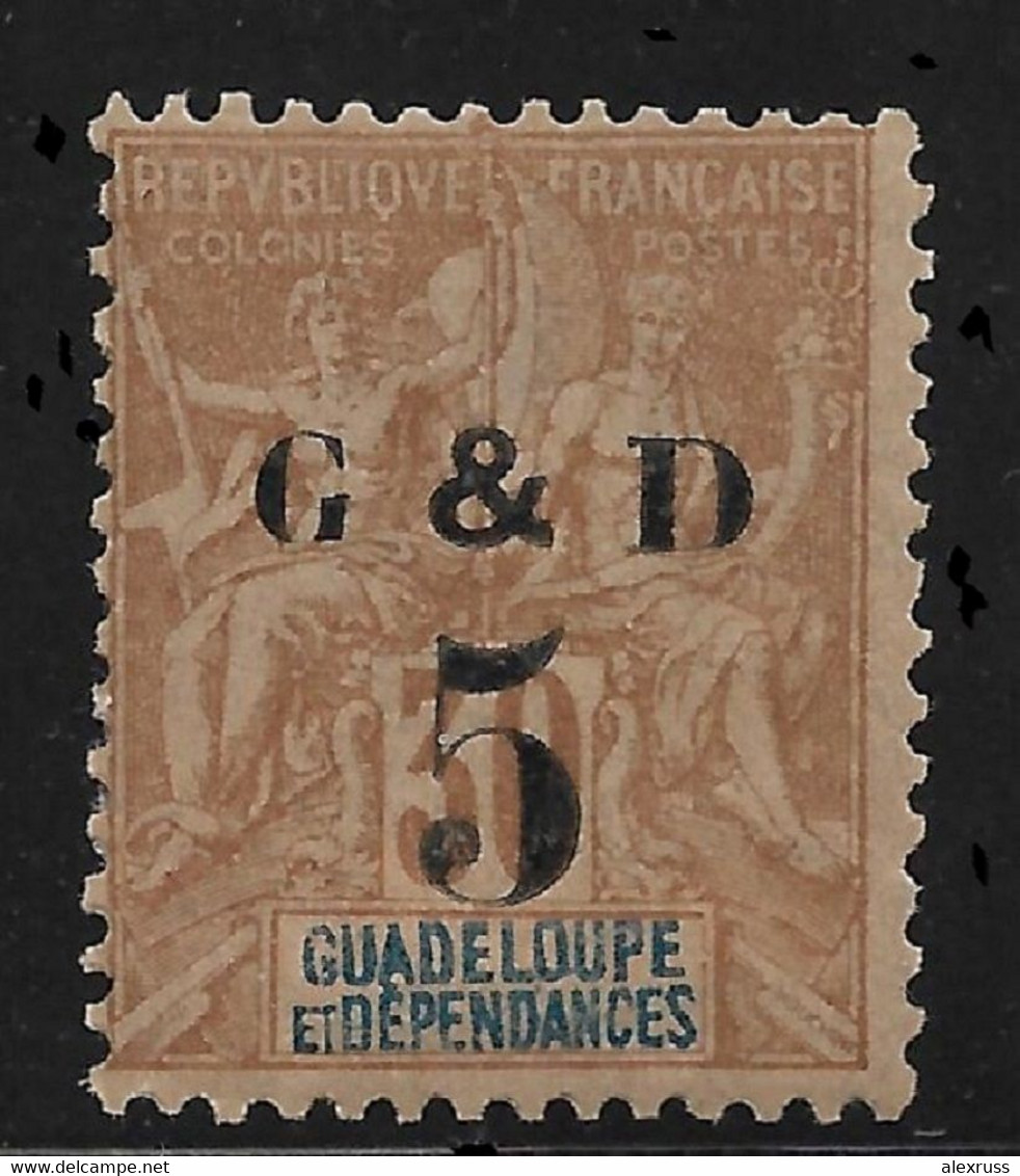 French Guadeloupe 1903, 5c On 30c, Scott # 45,VF Mint Hinged*OG (FR-1) - Unused Stamps