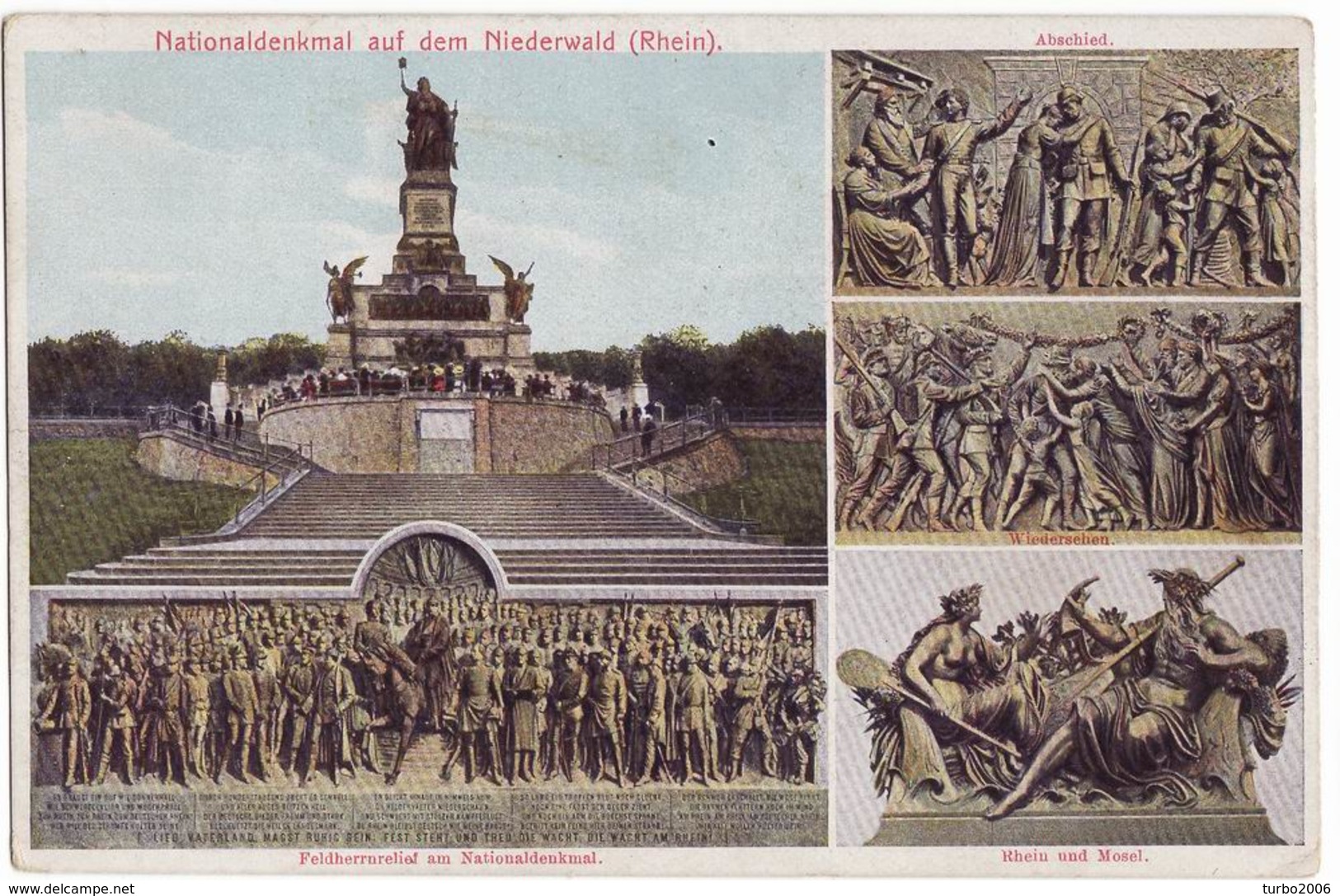 1920 Rüdesheim : Nationaldenkmal Auf Dem Niederwald (Rhein) Farbe - Rhein-Hunsrueck-Kreis