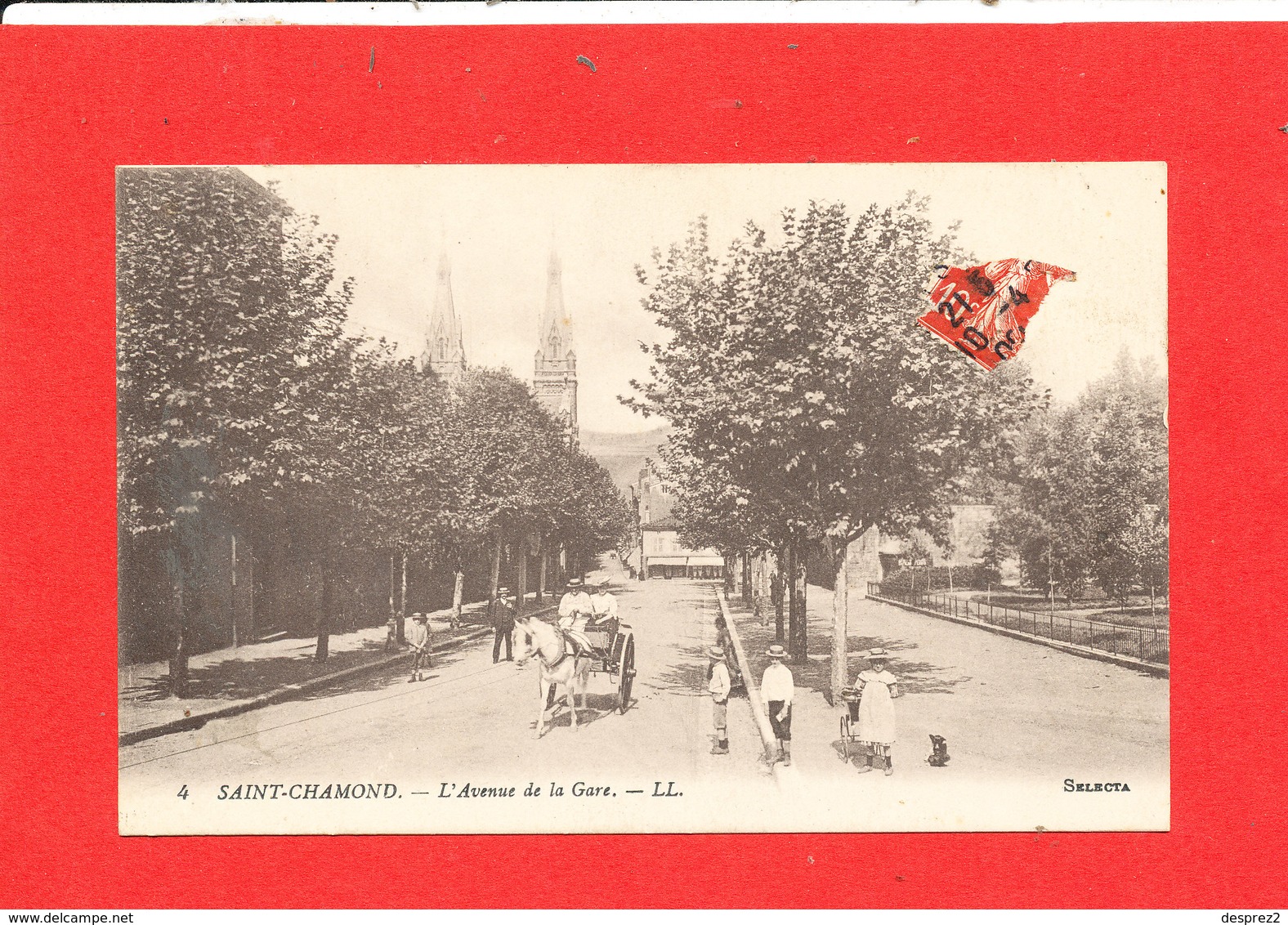 42 SAINT CHAMOND Cpa Animée Avenue De La Gare   4 LL - Saint Chamond