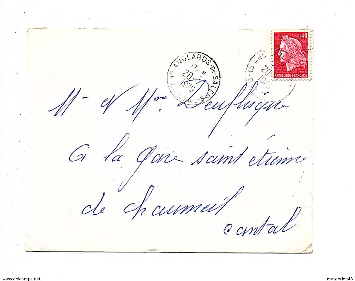 LETTRE DE ANGLARD DE SALERS CANTAL 1970 - 1961-....