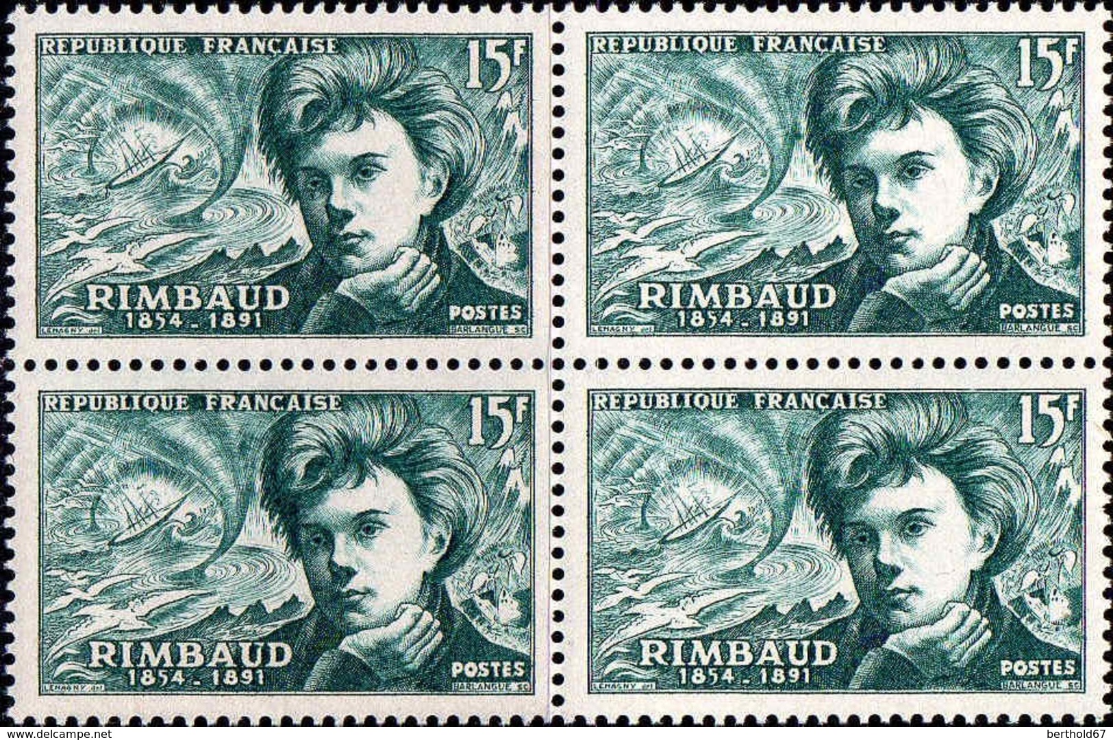 France Poste N** Yv: 910 Mi 928 Yv:4 Euro Rimbaud (Bloc De 4) - Neufs