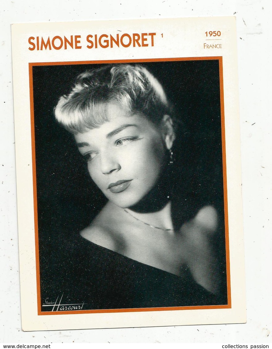 Photographie, Portrait De STARS, Cinéma ,actrice , SIMONE SIGNORET ,1950, Photo Harcourt , 2 Scans ,fiche Descriptive - Personalità