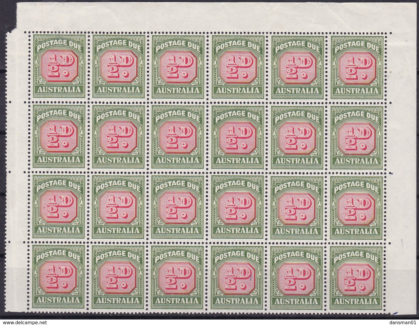 Australia 1958 Postage Due SG D132 Mint Never Hinged Blocks Of 24 - Impuestos