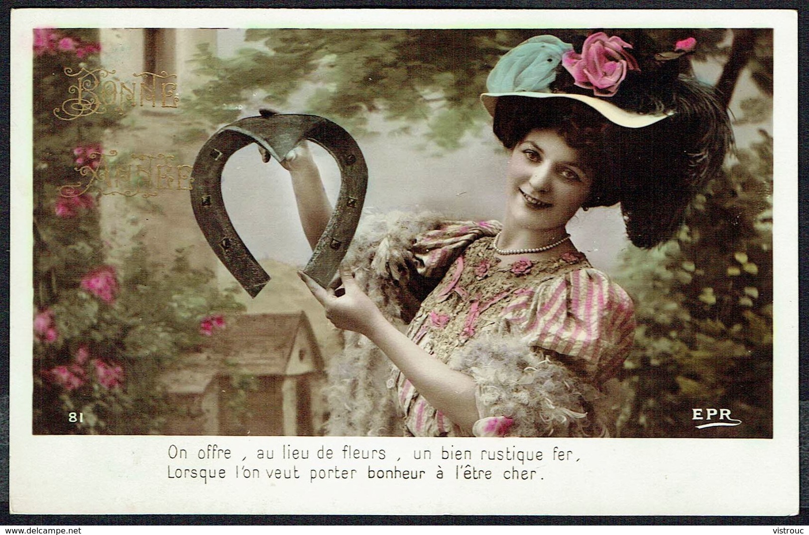 FEMME - CP - Jeune Femme Avec Fer à Cheval Géant Et Chapeau - Circulé - Circulated - Gelaufen - 1907. - Femmes