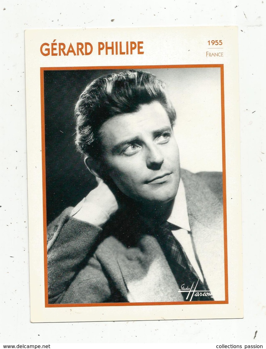 Photographie, Portrait De STARS, Cinéma ,acteur , GERARD PHILIPE ,1955, Photo Harcourt , 2 Scans ,fiche Descriptive - Personalità