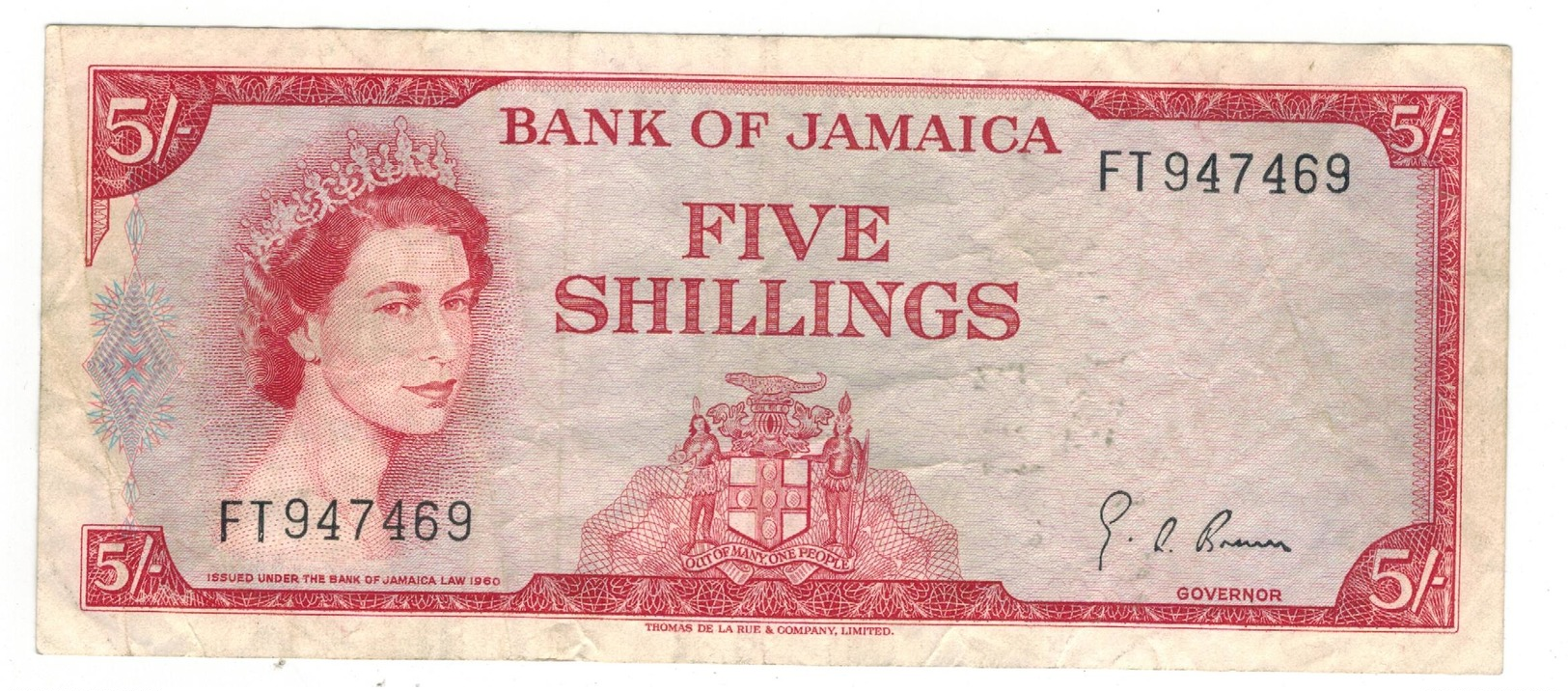 Jamaica 5 Shillings L.1960. VF. - Jamaica