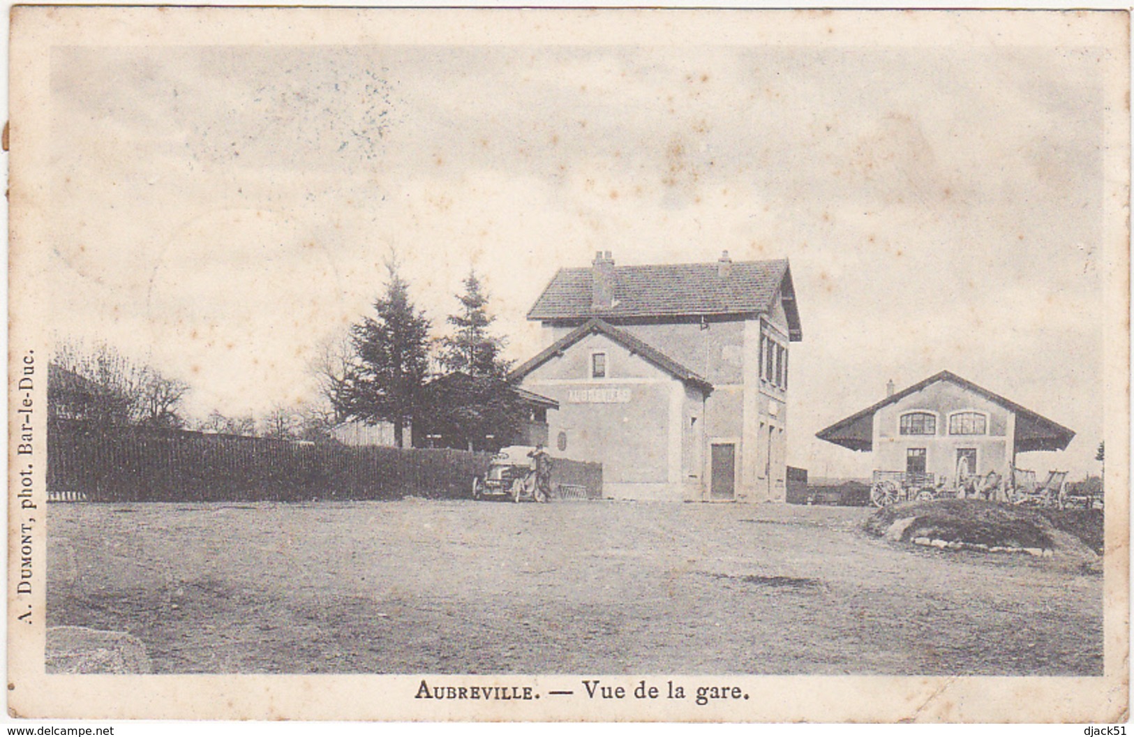 55 - AUBREVILLE - Vue De La Gare - 1904 ( Voiture, Tacot) - Other & Unclassified