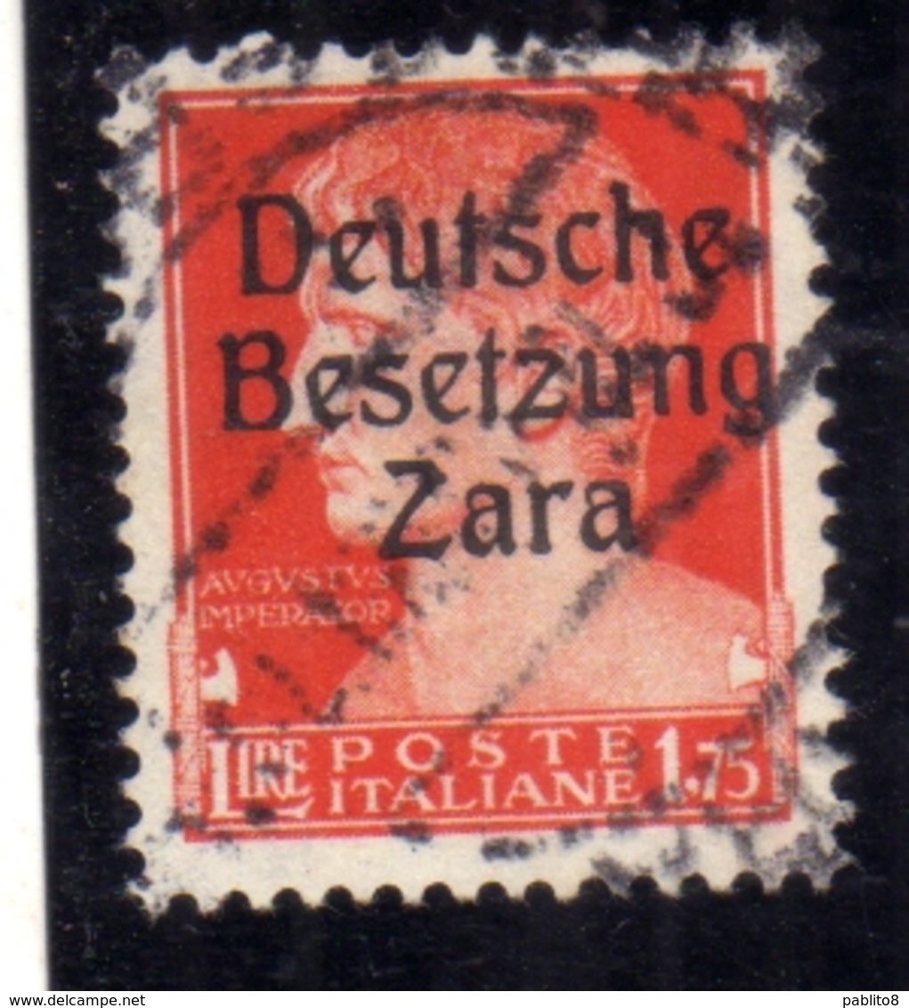 ZARA OCCUPAZIONE TEDESCA GERMAN OCCUPATION 1943 SOPRASTAMPATO D'ITALIA ITALY OVERPRINTED LIRE 1,75 USATO USED OBLITERE' - German Occ.: Zara