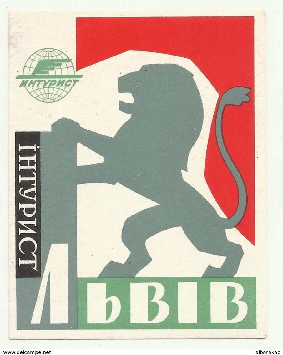 Vintage Luggage Label - Hotel Inturist LAVOV Ukraine , Lion - Etiketten Van Hotels