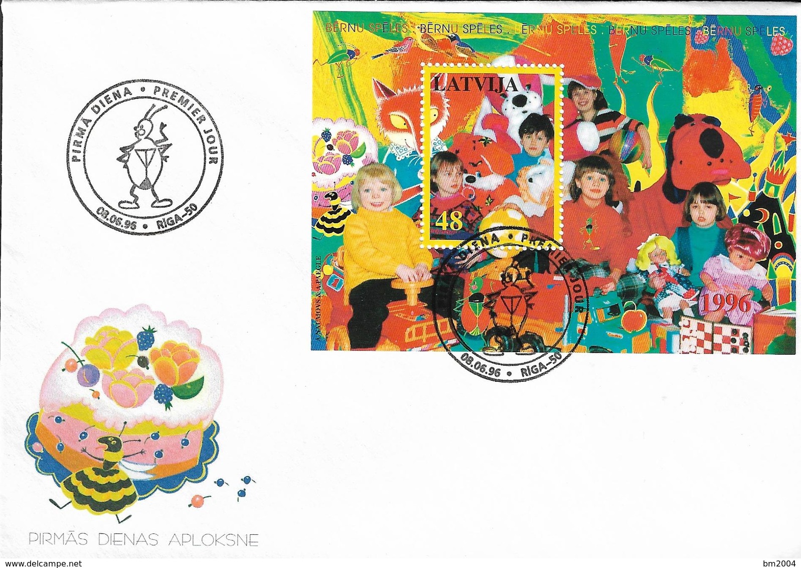 1996  Lettland  Latvija  Lettonie  Mi Bl 8  FDC   Kinderspiele. - Latvia