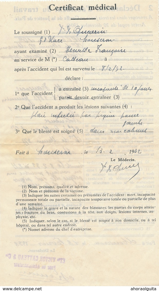 898/28 - Lettre + Contenu TP Lion Héraldique MOUSCRON MOESCROEN 1932 - Entete Filature De Laines Victor Catteau & Cie - 1929-1937 León Heráldico