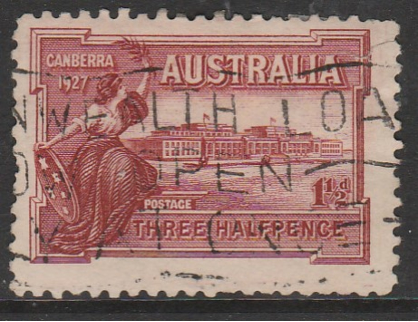 Australia 1927 Opening Of The New Parliament House, Canberra 1½ P Carmine Brown SW 75 O Used - Used Stamps
