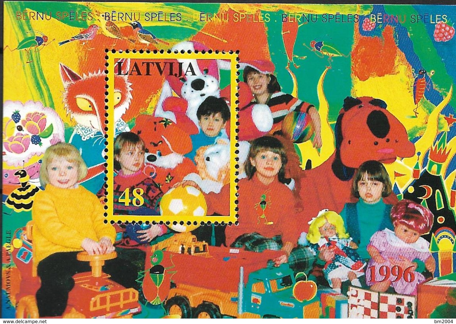 1996  Lettland  Latvija  Lettonie  Mi Bl 8 **MNH    Kinderspiele. - Latvia