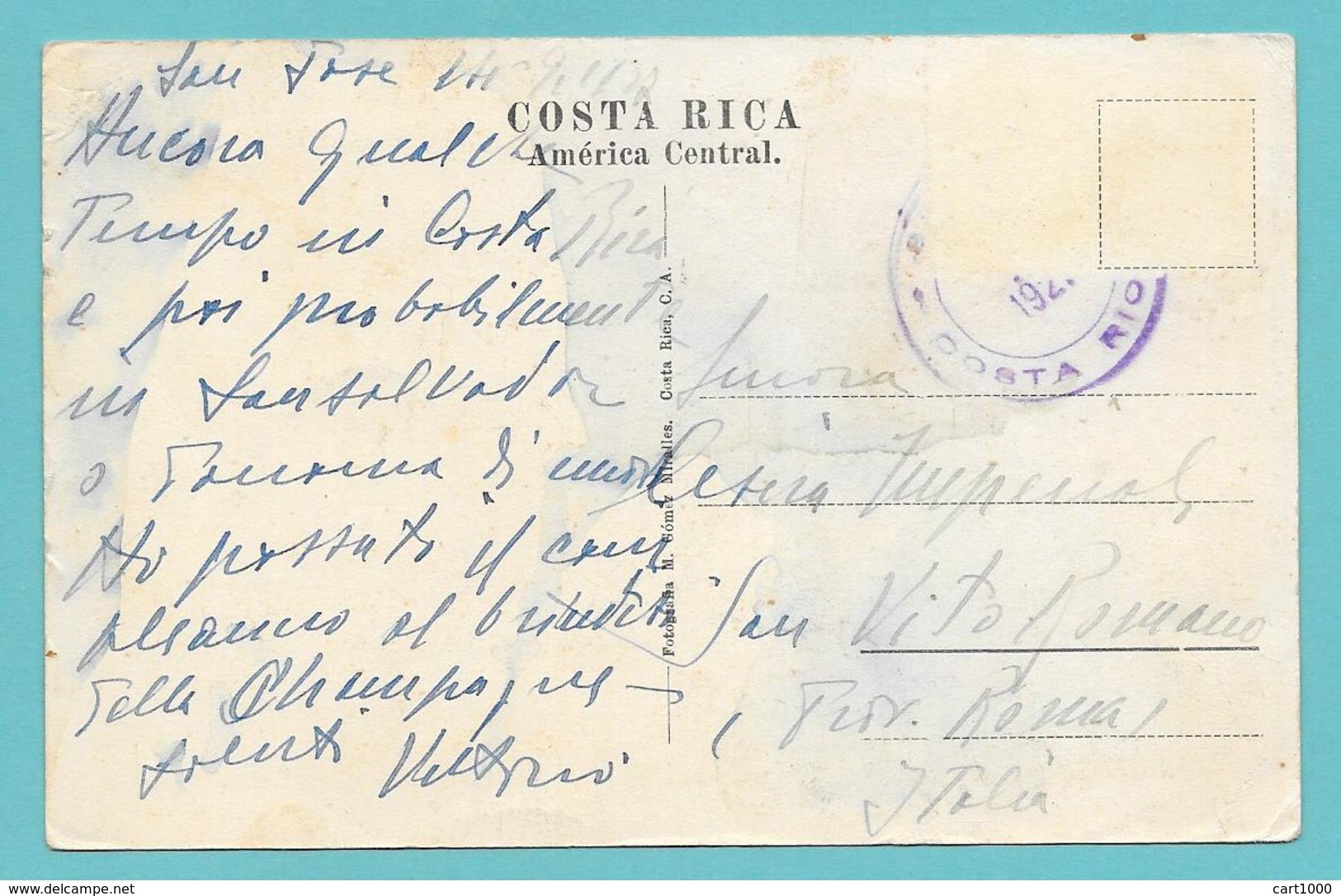 COSTA RICA ANGOSTURA PACIFIC C. R. 1927 - Costa Rica