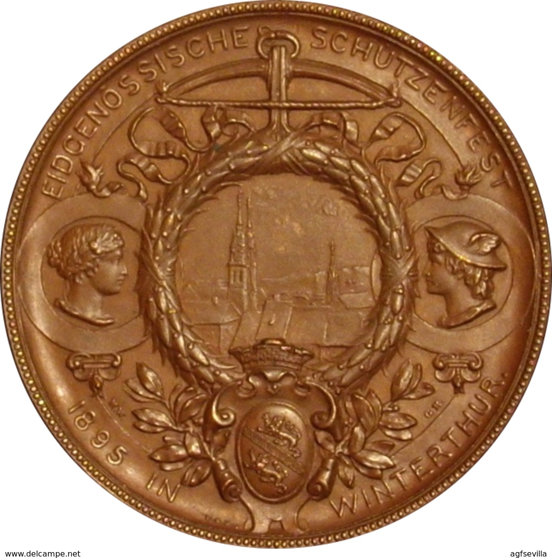 SUIZA. MEDALLA DEL FESTIVAL DE TIRO EN WINTERTHUR. 1.895 - Profesionales / De Sociedad