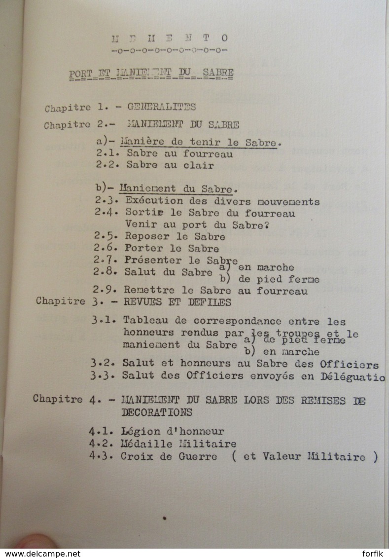 Rare Manuel Militaire Sur Le Port Et Maniement Du Sabre - Toulon, Novembre 1958 - Ecole Des Canonniers De D.C.A. - Français