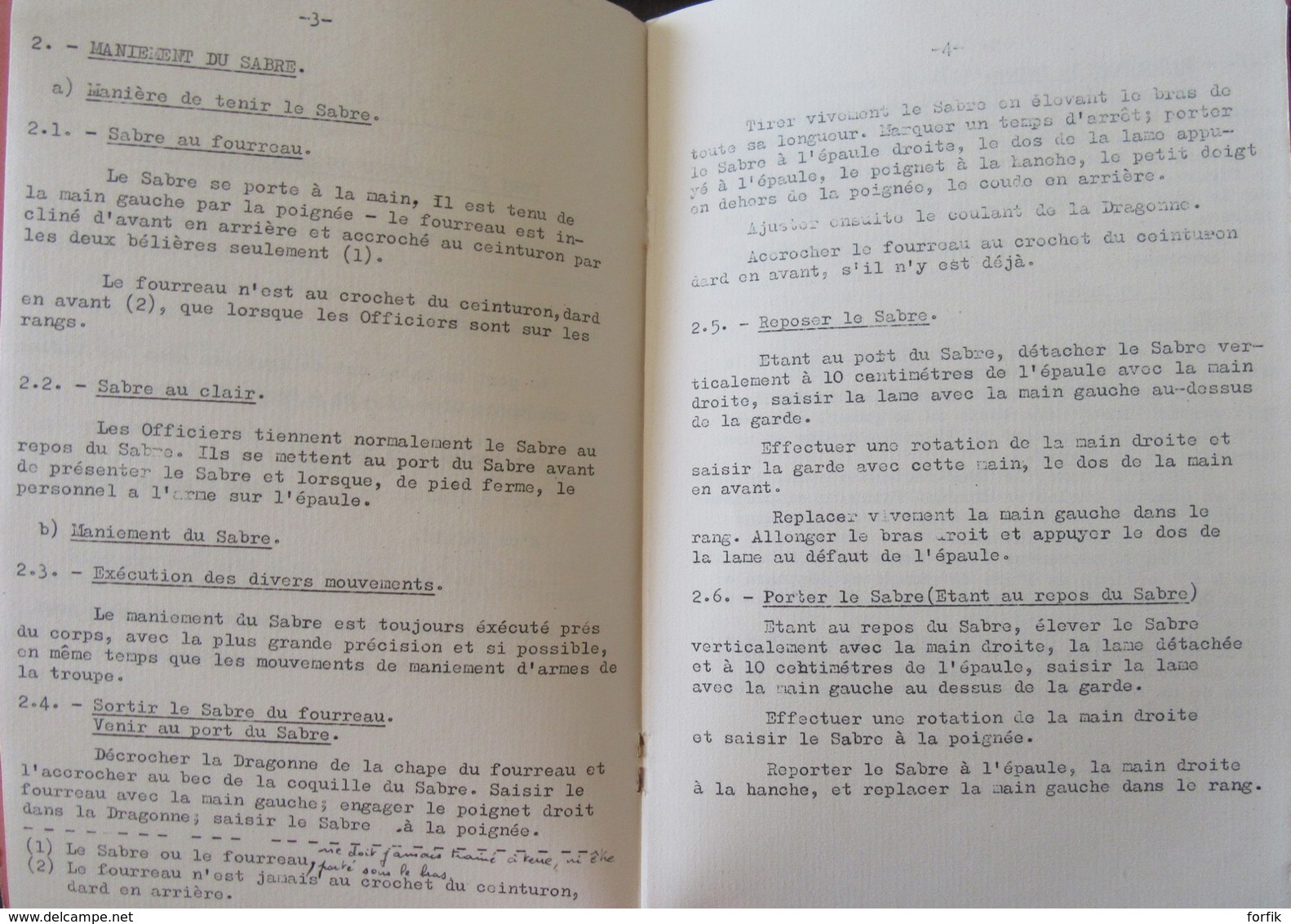 Rare Manuel Militaire Sur Le Port Et Maniement Du Sabre - Toulon, Novembre 1958 - Ecole Des Canonniers De D.C.A. - Français