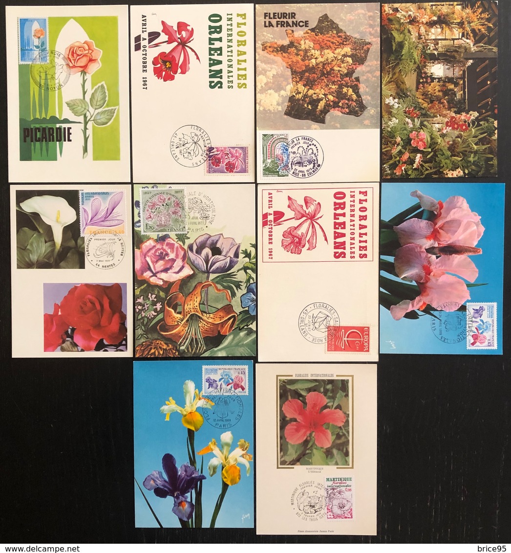 France Cartes Maximum - Lot De 10 Cartes Maximum - Thématique Fleurs - Colecciones & Series