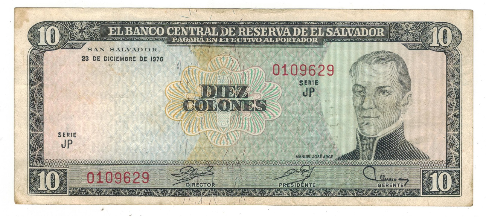 El Salvador 10 Colones 1976, VF/XF. - Salvador