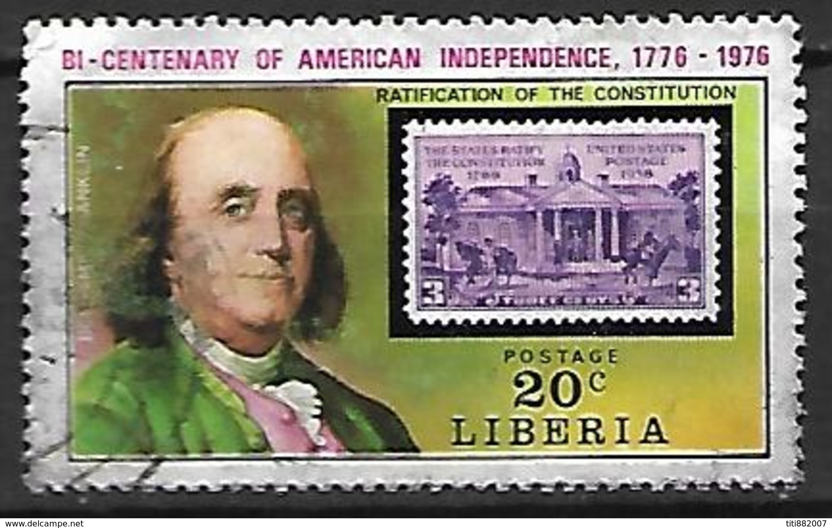 LIBERIA   -    1976 .  Benjamin Franklin  /  Indépendance Des USA,  Oblitéré. - Liberia