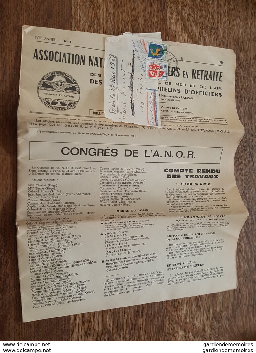 1969 Bande De Journal? Sur Journal - Retour à L'envoyeur Car Décédé (Colonel Dumont, Troyes) TP Blason Auch Et Guéret - 1921-1960: Période Moderne