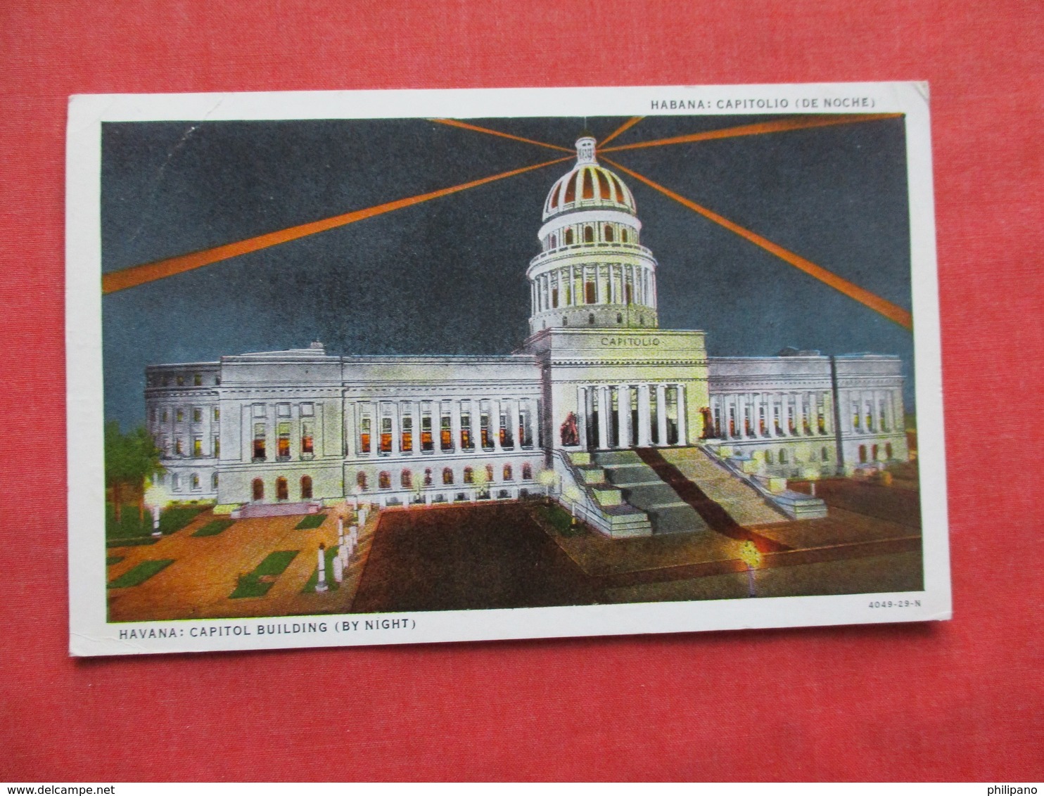 Capitol Building By Night Havana Cuba  Stamps On Back    Ref 3281 - Cuba