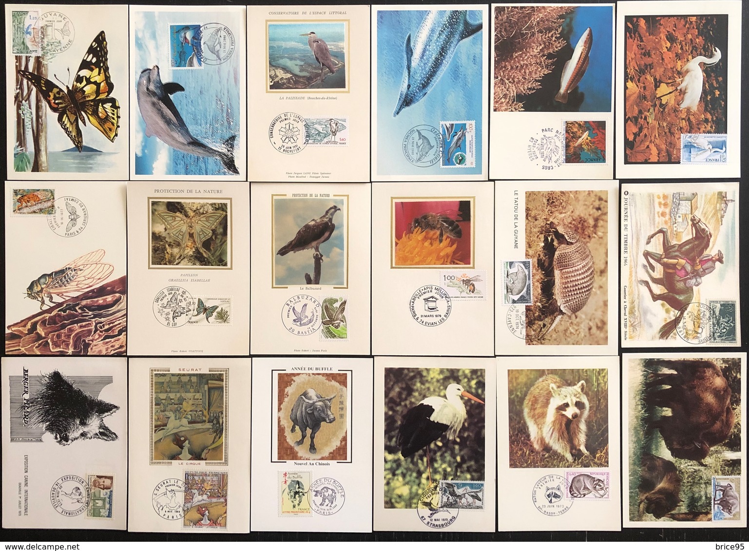 France Cartes Maximum - Lot De 18 Cartes Maximum - Thématique Animaux - Colecciones & Series