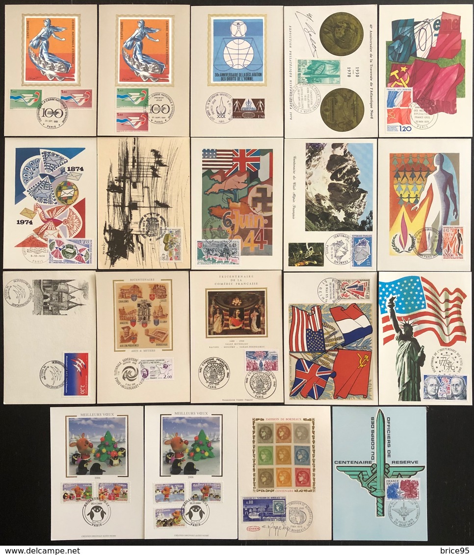 France Cartes Maximum - Lot De 19 Cartes Maximum - Thématique Vœux Anniversaires Centenaire - Verzamelingen & Reeksen