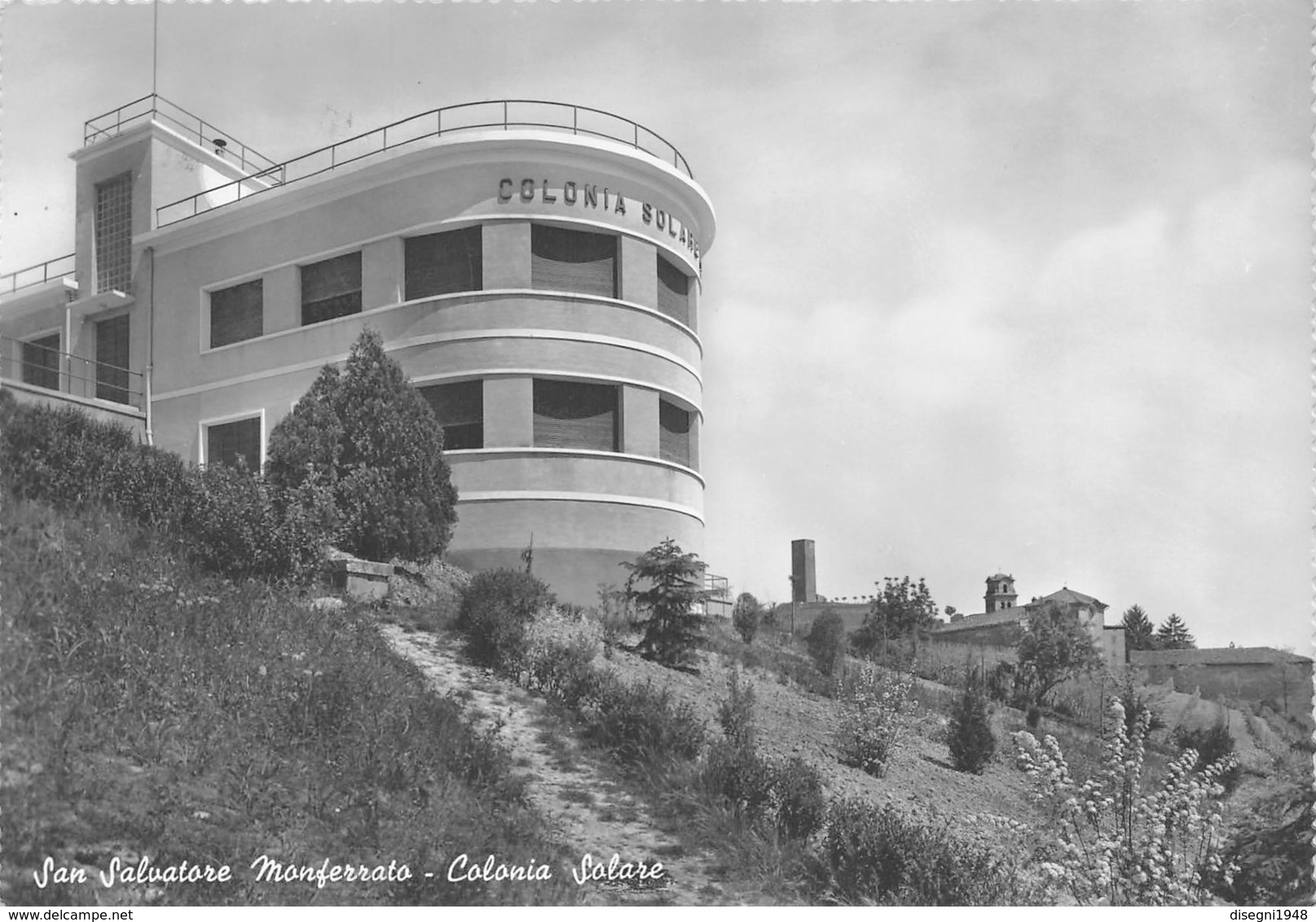 M07959 "SAN SALVATORE MONFERRATO-COLONIA SOLARE" ARCHITETTURA DEL '900  CART ORIG.  SPED. 1959 - Altri & Non Classificati