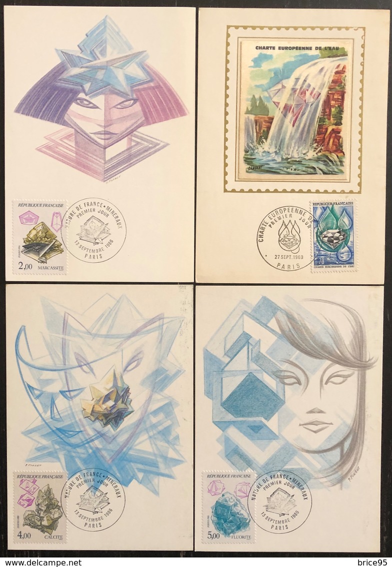 France Cartes Maximum - Lot De 4 Cartes Maximum - Thématique Minerai Pierre Précieuse - Lots & Serien