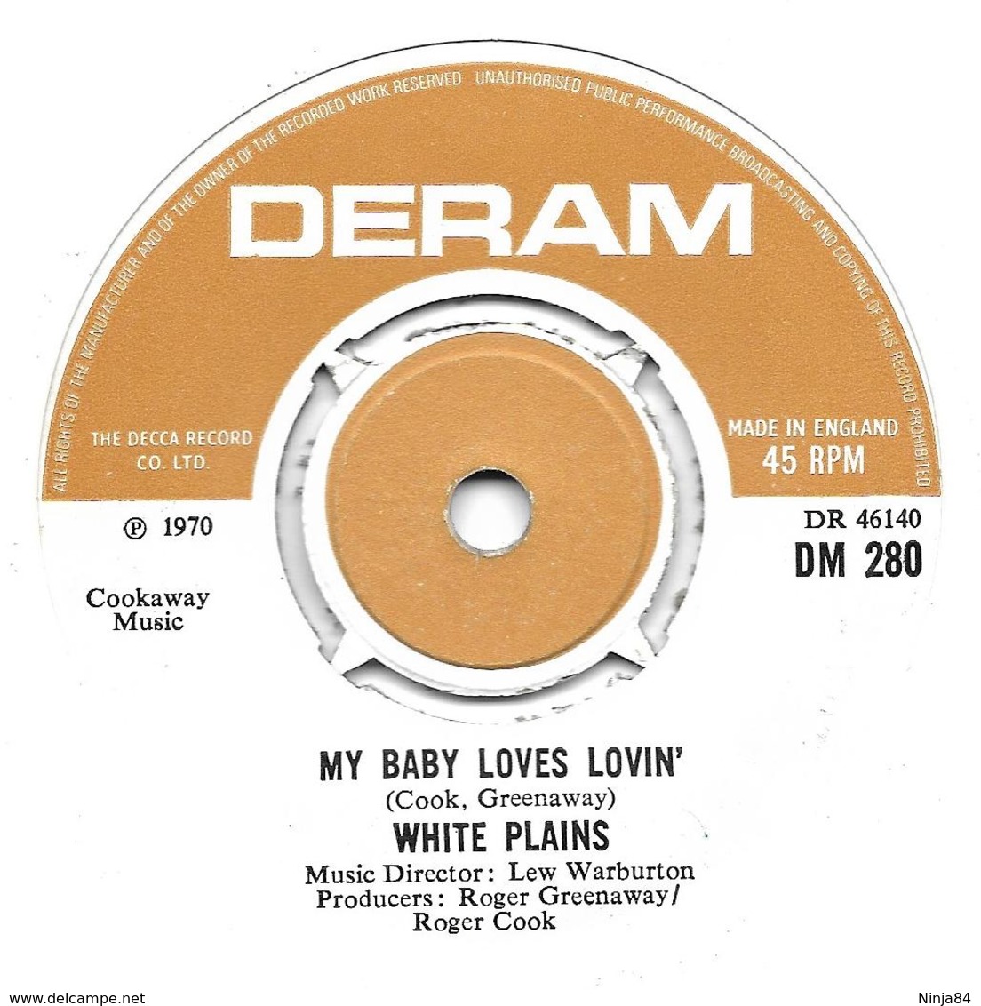 SP 45 RPM (7")   White Plains  "  My Baby Loves Lovin'  "  Angleterre - Autres - Musique Anglaise
