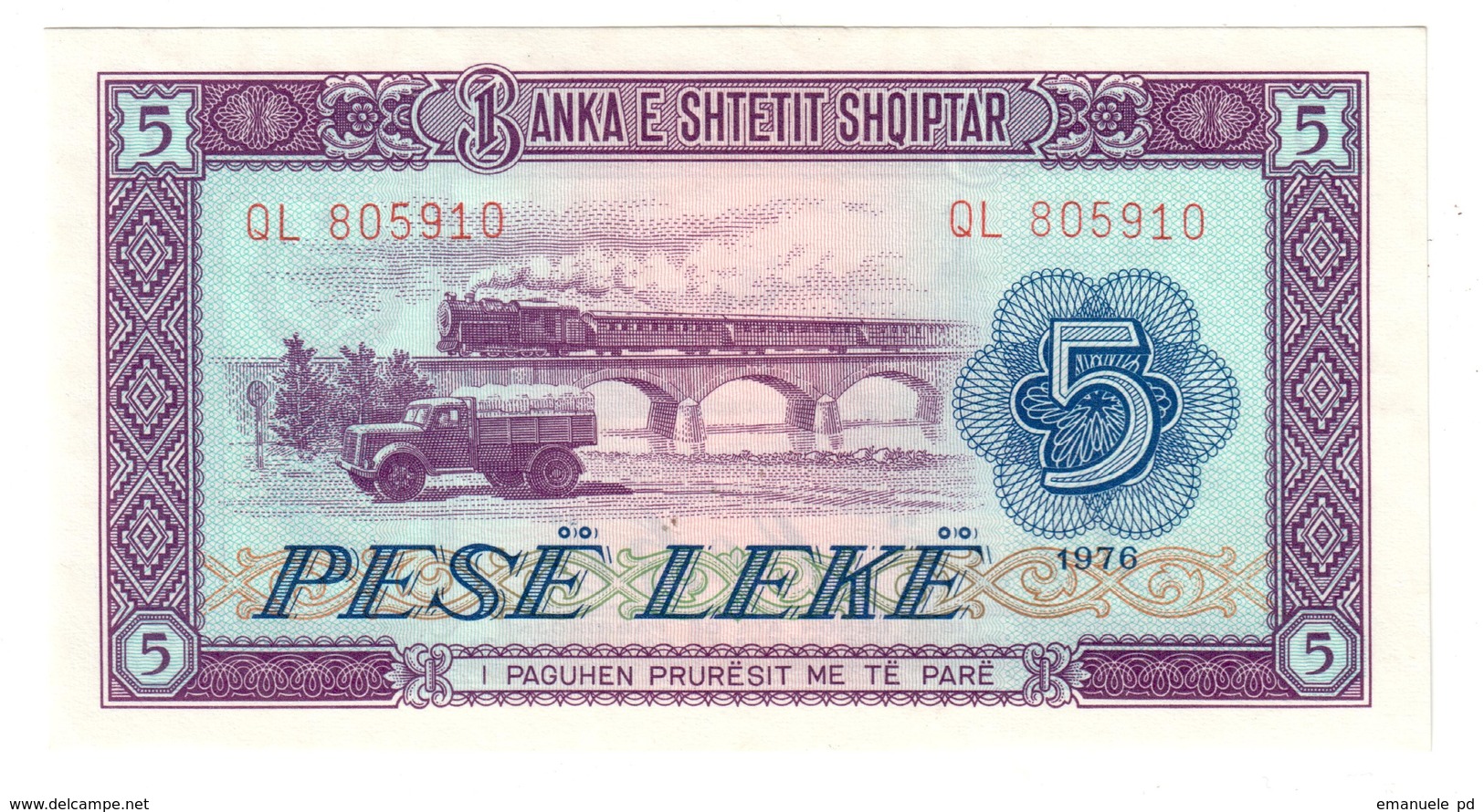 Albania 5 Lek 1976 UNC .C4. - Albania