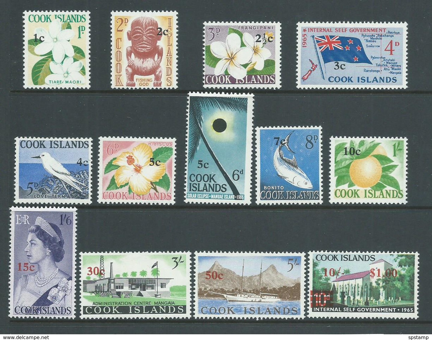 Cook Islands 1967 Decimal Overprint Definitive Set Of 13 MLH - Cook
