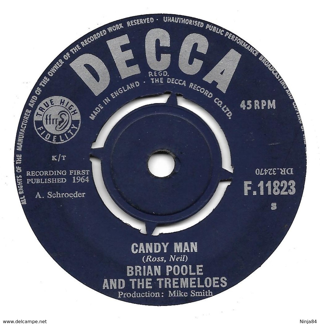 SP 45 RPM (7")   Brian Poole And The Tremeloes  " Candy Man "  Angleterre - Rock