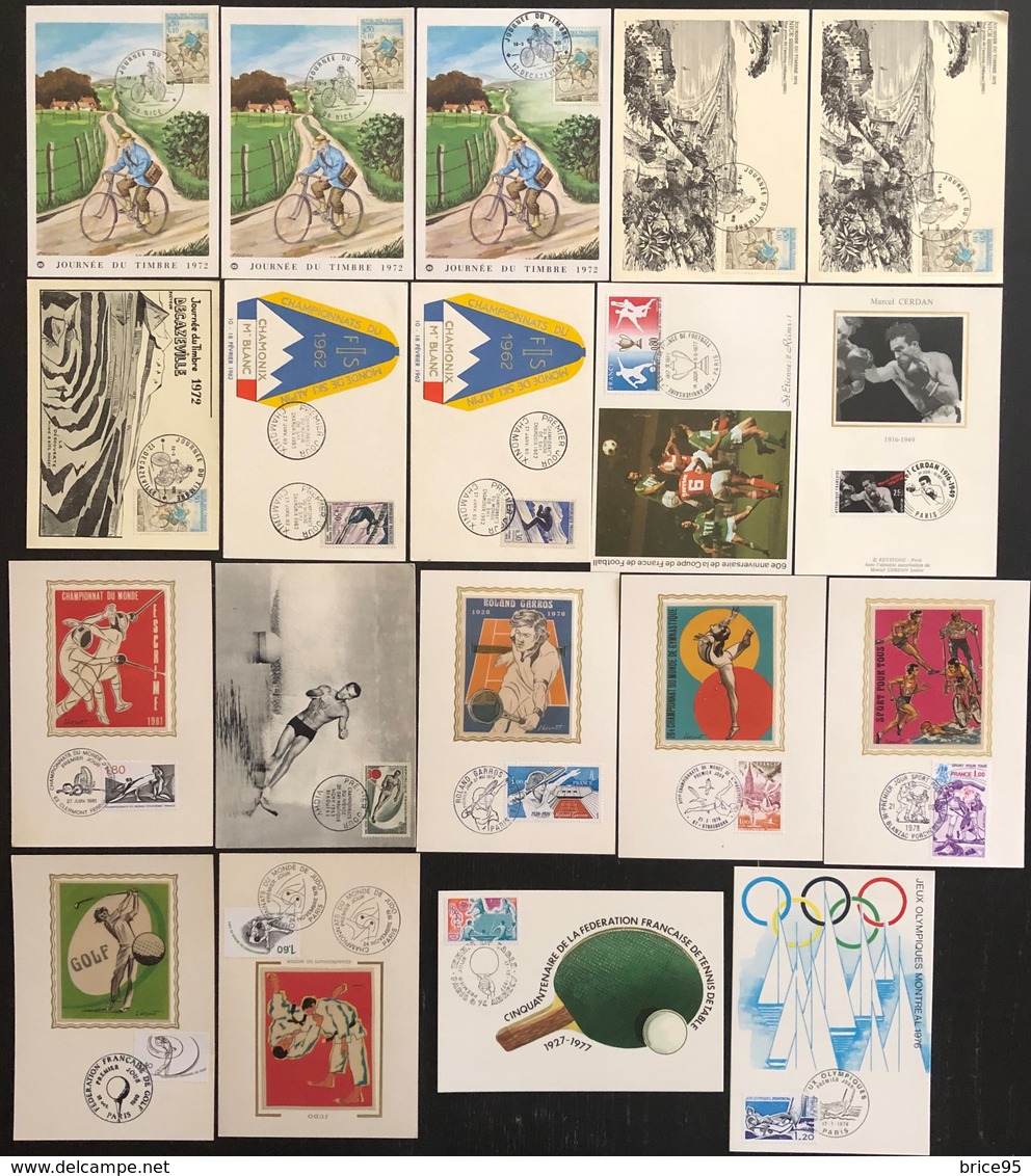 France Cartes Maximum - Lot De 19 Cartes Maximum - Thématique Sport - Lots & Serien