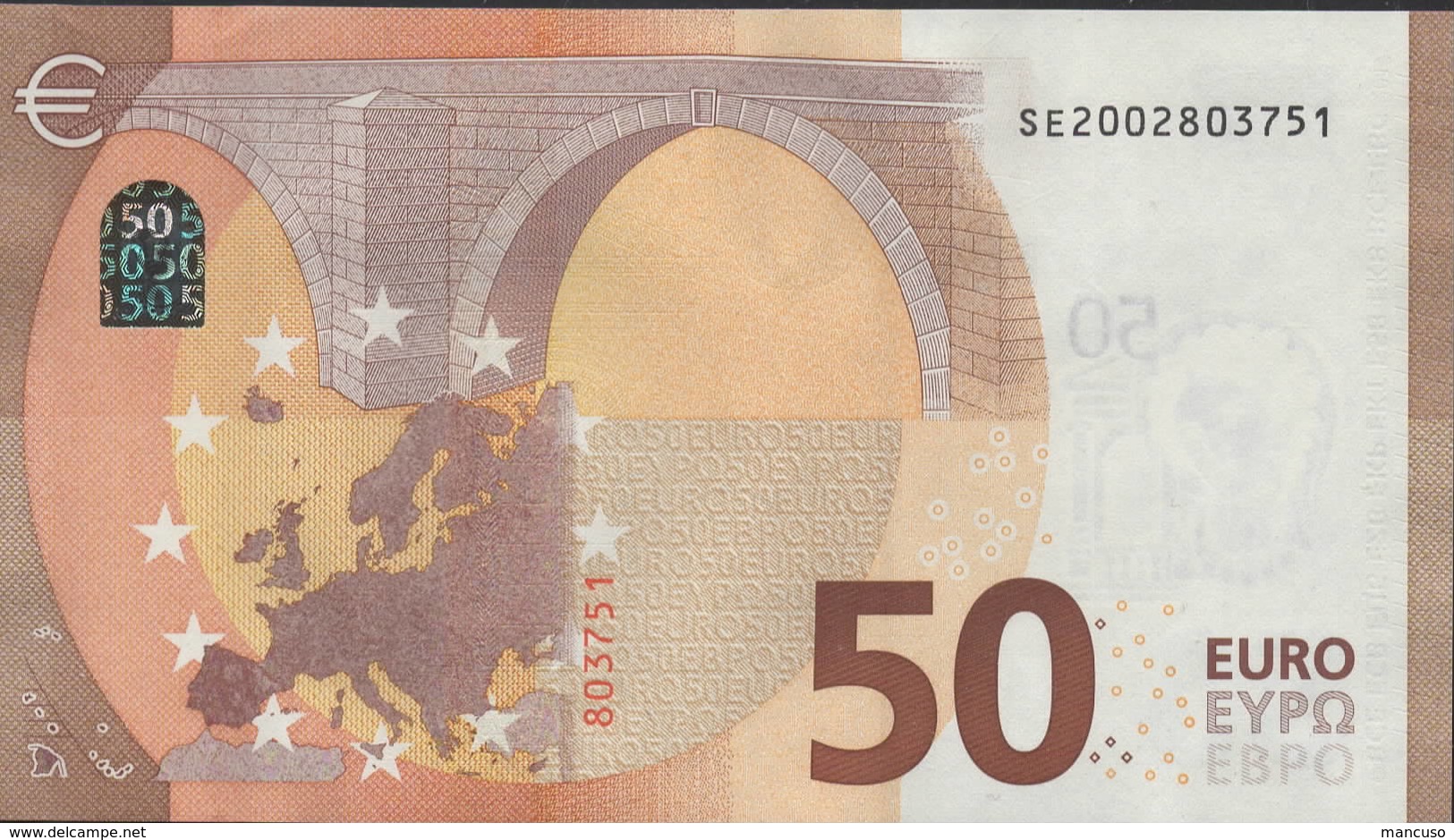 50 EURO ITALIA  SE  S002  Ch. "00"  - DRAGHI   UNC - 50 Euro