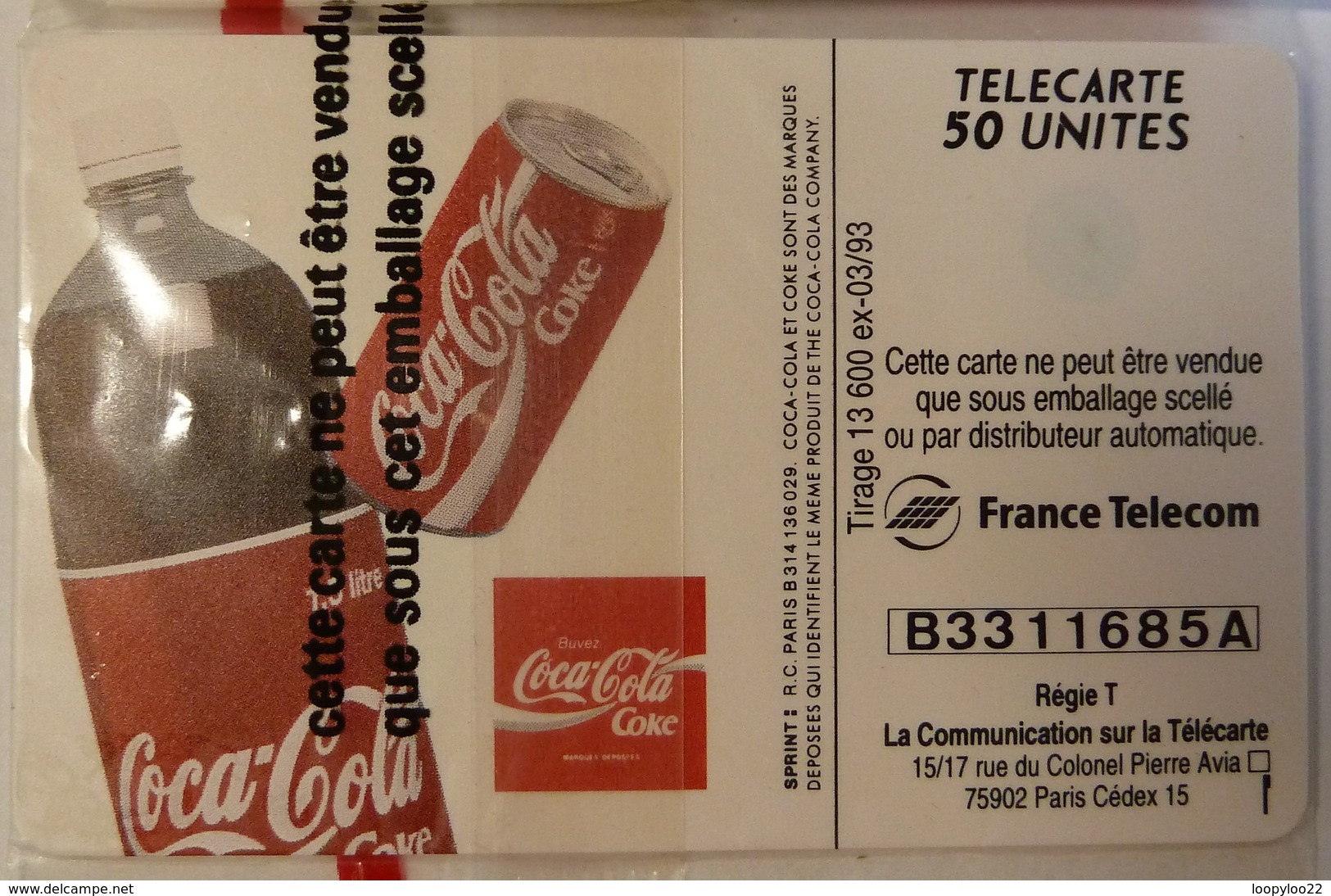 FRANCE - Carrefour - Coca Cola - 03/93 - 50 Units - Mint Blister - Privées