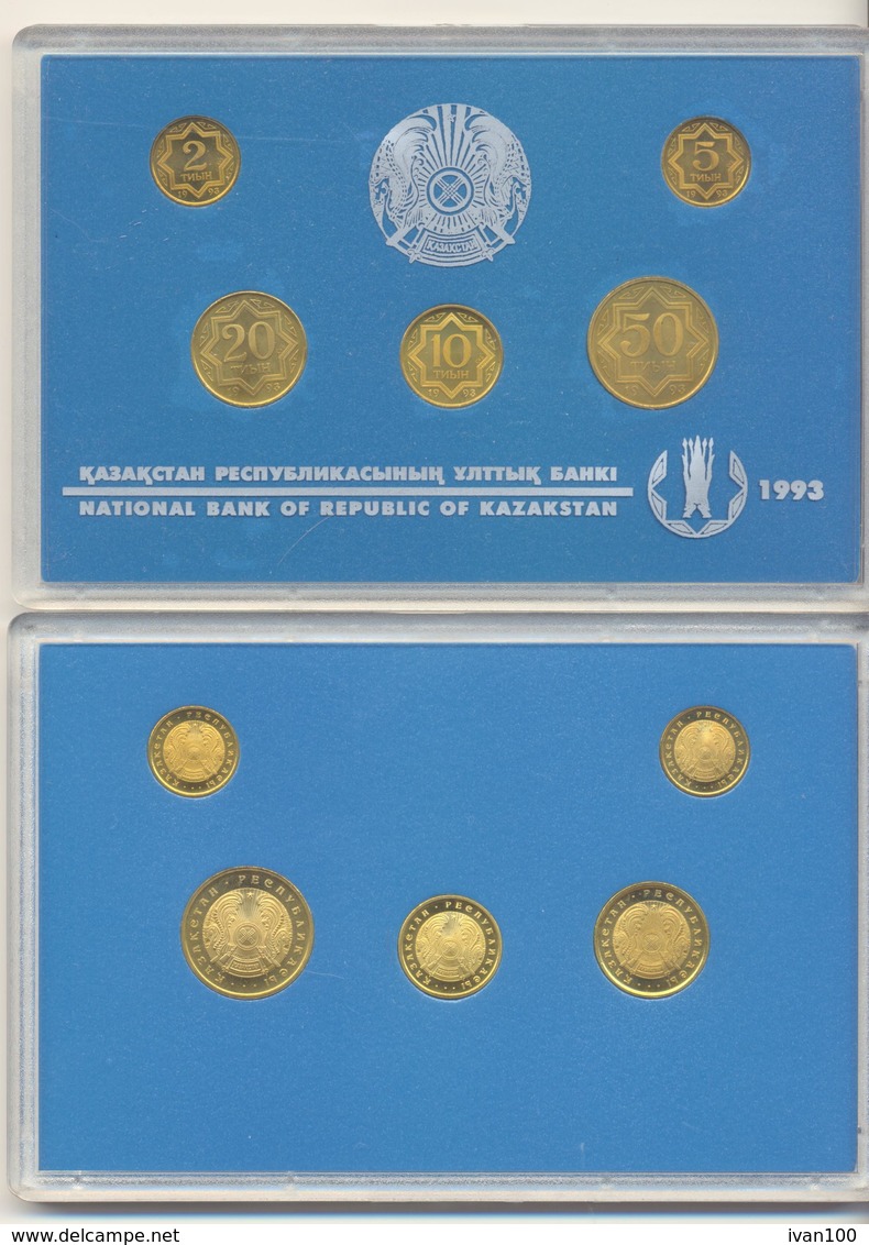 1993. Kazakhstan, Set Of 5 Coins In Presentation Pack, UNC - Kazakhstan