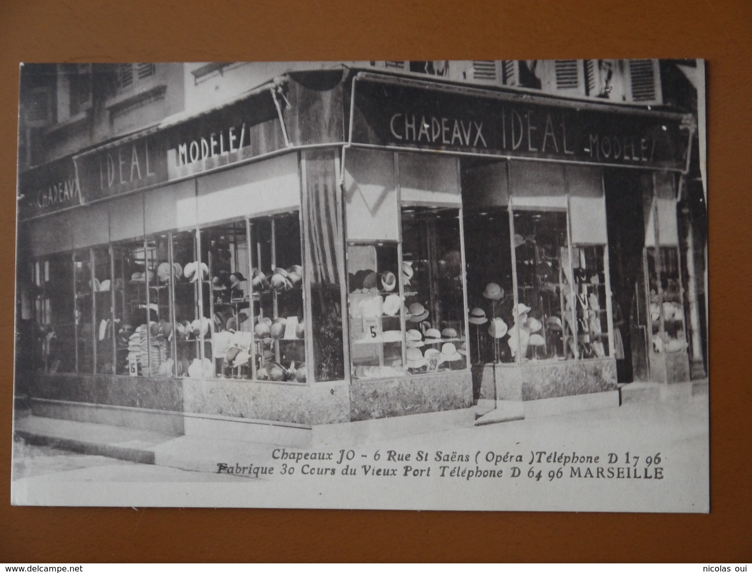 MARSEILLE CHAPEAUX JO RUE ST SAENS FABRIQUE COURS DU VIEUX PORT  Chapelier - Petits Métiers