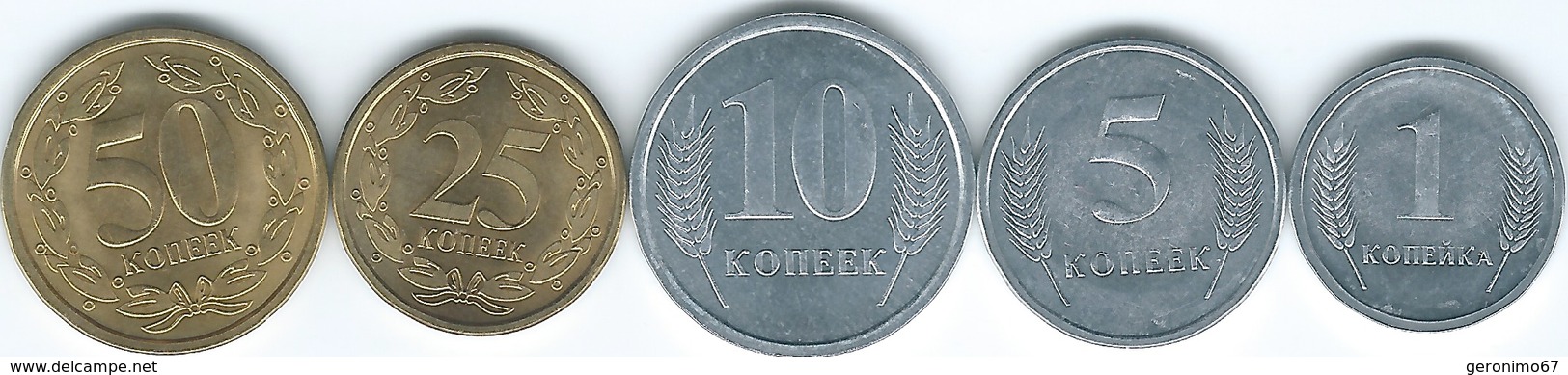 Transnistria - 2000 - 1, 5, 10 & 50 Kopeek (KM1-4); 2002 - 25 Kopeek (KM5) - Moldavie